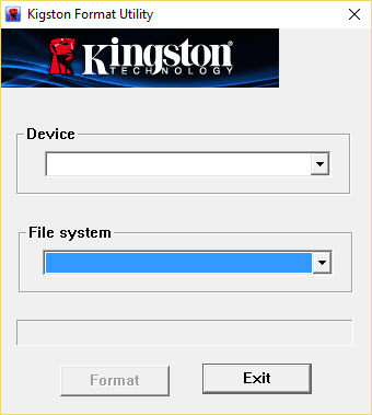 kingston format utility windows 10